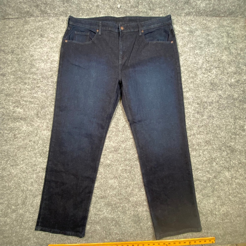 True Classic Mens Straight Leg Jeans 42x32 Dark Wash Indigo Stretch Denim Pants